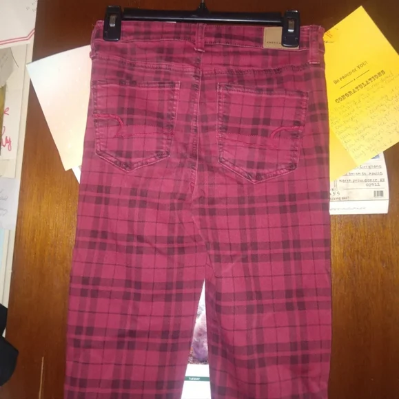 AMERICAN EAGLE High Rise Plaid Jeggings - Size 4 - Picture 7 of 9